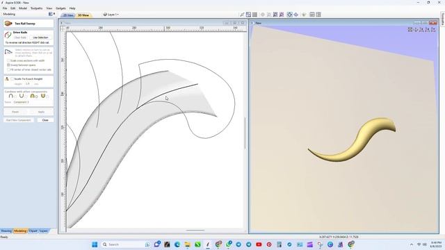 How To Vectric Aspire 9.5 3d Carving Design ||  How To Curve & Distort 3D Components.