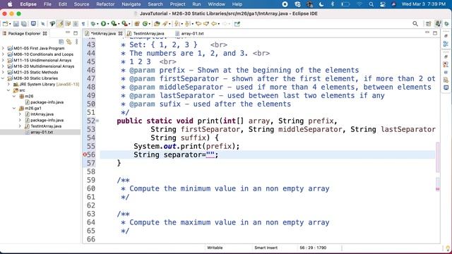 Java JEM26GA1P1c Int arrays - Print array смотреть онлайн