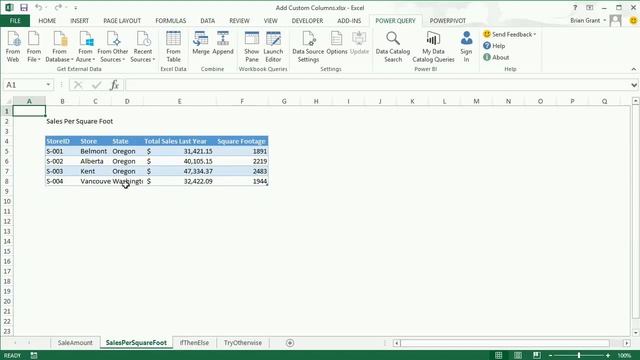 Intro to Custom Columns aka Total Sales and Sales Per SF - Custom Columns - Power Query Jumpstarter смотреть онлайн