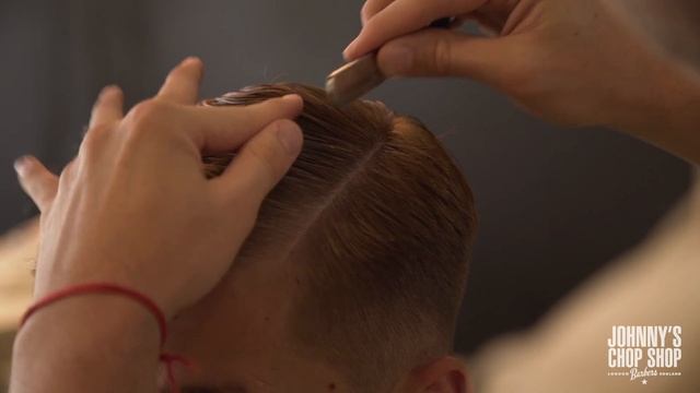 Hard Part Taper with Long Fringe Haircut | Barber Tutorial at Johnny's Chop Shop смотреть онлайн