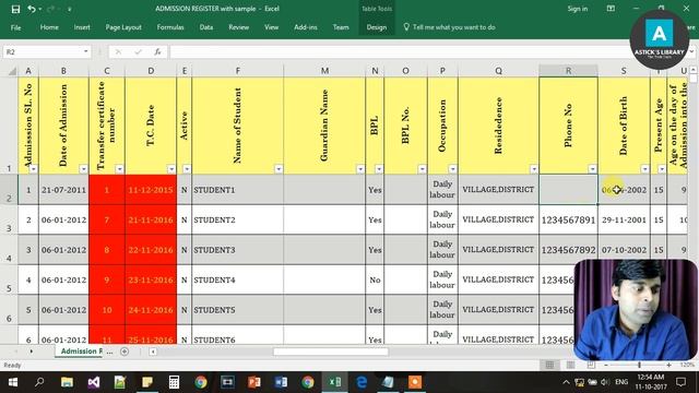 Free Excel Admission Register for School | Download Student Master database in Excel.. смотреть онлайн