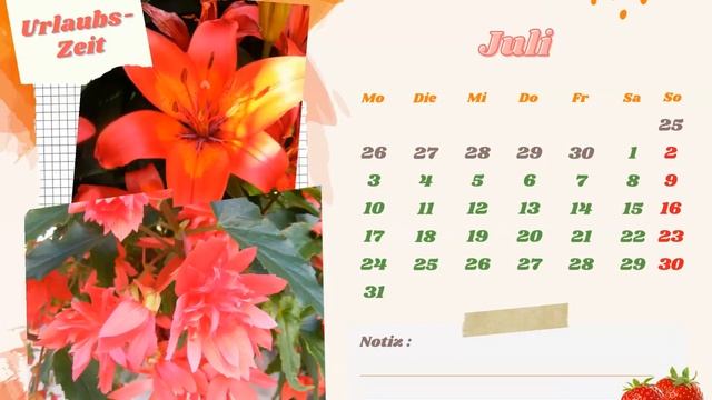 Canva Monatskalender Blumen 2023 - Wandkalender A4 zum Ausdrucken oder digital verwenden смотреть онлайн