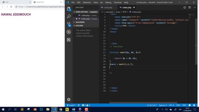 #web_coding_code_darija 18# PHP Les bases de PHP Function (2) darija смотреть онлайн