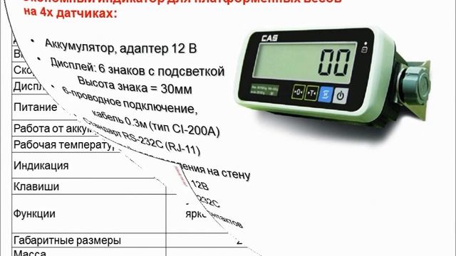 индикатор веса PBI CAS КСТ смотреть онлайн