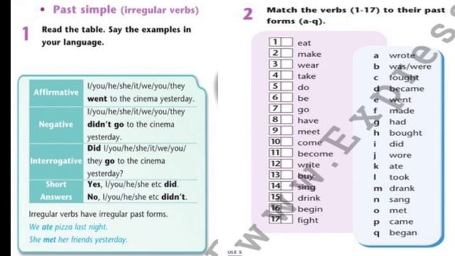 Excel.Grade 5. Lesson 48. Past Simple (irregular verbs) смотреть онлайн