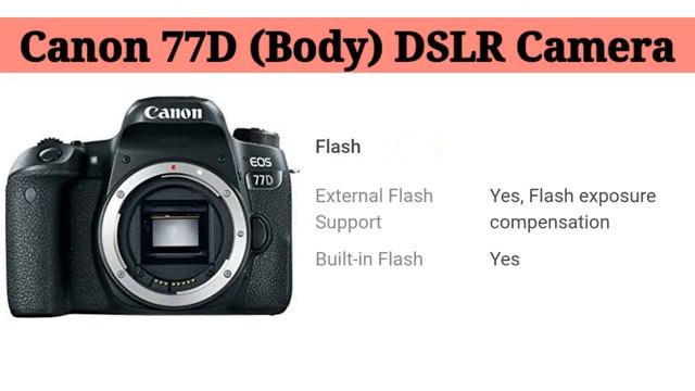 Canon 77d (body) DSLR Camera - Canon EOS 77d - Specifications - Price In India |