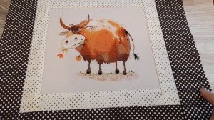 Как сшить наволочку. Декоративная наволочка на подкладке с вышивкой  по набору "Овен" Бычок.