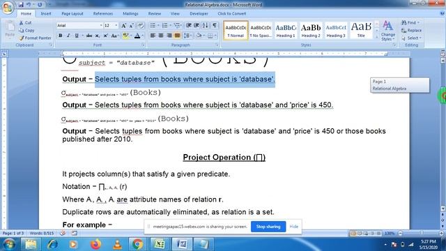 Union Set Difference and Intersection operator in Relational Algebra смотреть онлайн