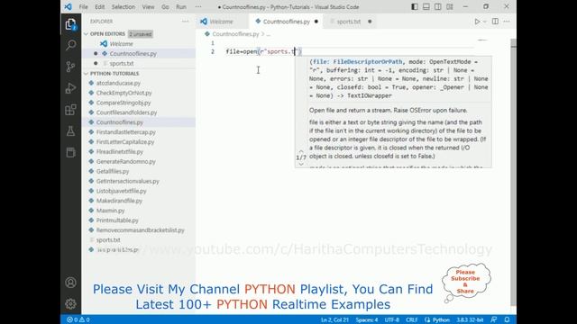 Python Count Number of Lines in Text File PY Code Tutorial смотреть онлайн