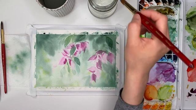 Watercolor Bougainvillea: Attempt #2 | Paint With Me Challenge March 2020 смотреть онлайн