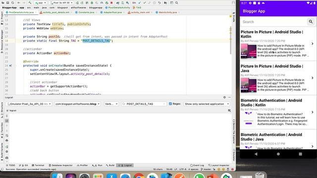 Blogger API | 03 Post Details | Android Studio | Java смотреть онлайн
