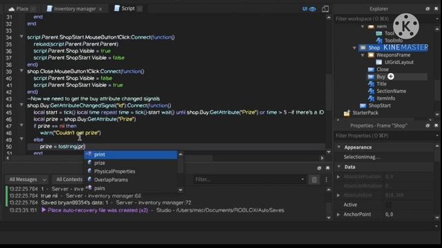 Roblox studio: inventory system смотреть онлайн
