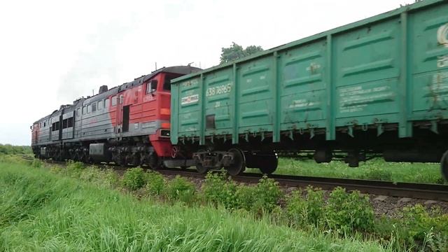 Тепловоз 2ТЭ10У-0426 с грузовым поездом на перегоне Вослебово-Павелец-2-Сызранский / 21.06.2022. смотреть онлайн