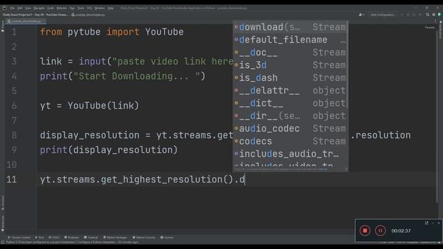 Project 21 Day 20 Built YouTube Downloader #application in #python смотреть онлайн