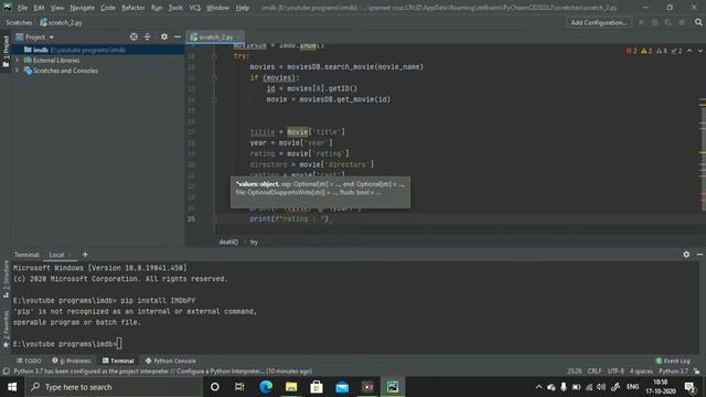 Search movie with python-IMDbPY смотреть онлайн