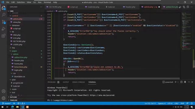 Learning PHP - 028 : Building a simple CMS - Finishing adding sections. смотреть онлайн