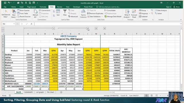 MS-Excel - Sorting, Filtering, Grouping & Using Subtotal #025 смотреть онлайн