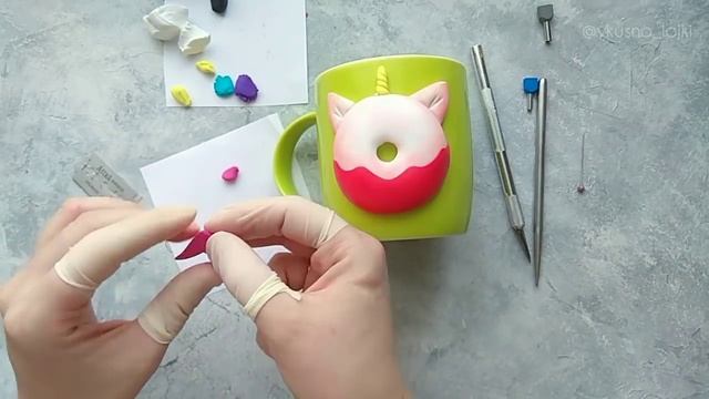 Мастер-класс: Радужный пончик-единорог из полимерной глины FIMO/polymer clay tutorial смотреть онлайн