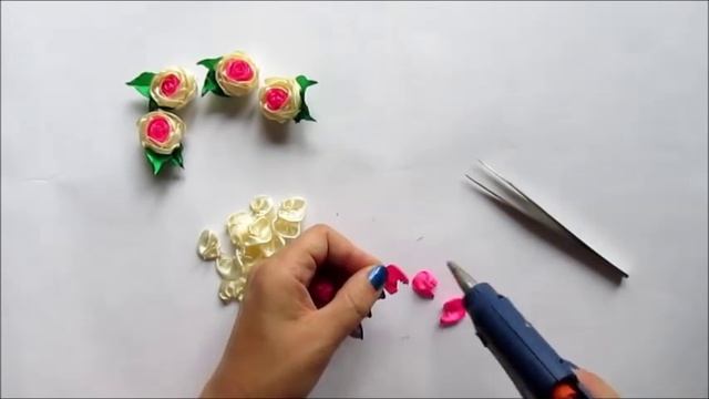 Розочки из узкой ленты. Лента в косу / DIY Kanzashi смотреть онлайн