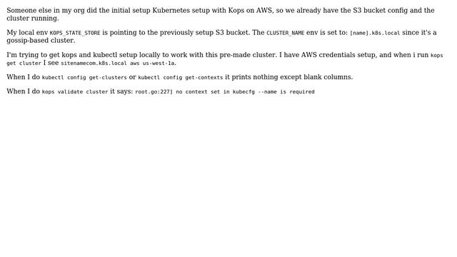 DevOps & SysAdmins: Kops / Kubernetes: No context set in kubecfg, name is required смотреть онлайн