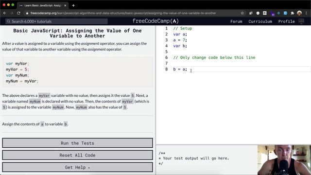 Assigning the Value of One Variable to Another - Basic JavaScript - Free Code Camp смотреть онлайн