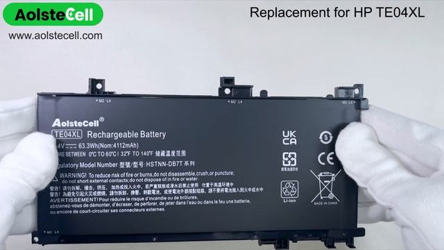 Replacement battery for HP TE04XL 15.4V 63.3Wh 4 cells смотреть онлайн