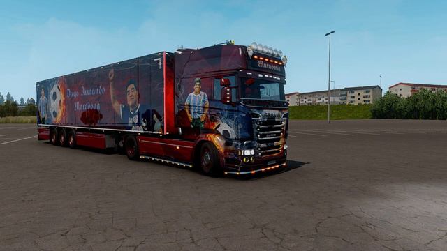 Euro Truck Simulator 2 2020. Scania RJL Stremline v8. Skin Diego Armando Maradona. v1.39 смотреть онлайн