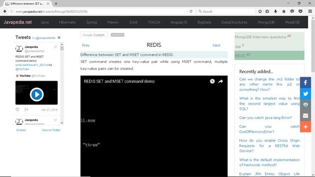 Difference between SET and MSET command in REDIS.
| javapedia.net смотреть онлайн
