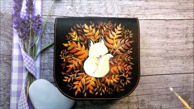 Сумка белая лисичка, роспись по коже смотреть онлайн
