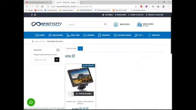Monitor LCD 7 HDMI VGA Interface MTM 07 - InfinityCFTV смотреть онлайн