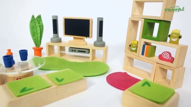 Деревянная игрушка набор мебели Lifestyle Living Room, Hape 897570 смотреть онлайн