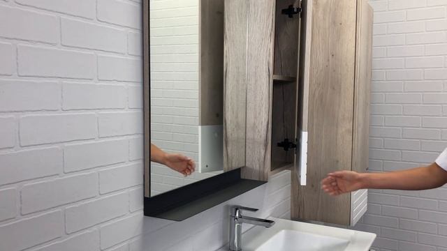 Зеркальный шкаф Comforty Страсбург 90 00-00006573 Дуб дымчатый смотреть онлайн