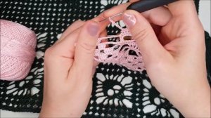 Шаль крючком, узор "черепки" #бактуc  #шалькрючком/ попетельный МК  #узоркрючком