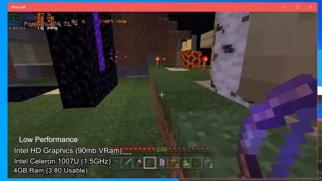 Minecraft On Intel Celeron 1007U/HD Graphics