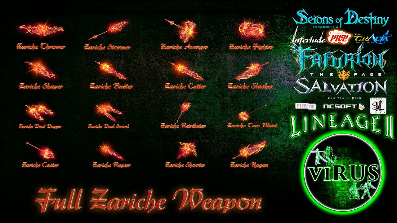 Full Set Of Zariche Weapons. LINEAGE II - FAFURION. Any Chronicles ◄√i®uS►