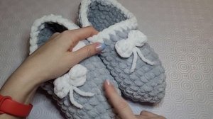 Домашние тапочки из плюшевой пряжи крючком ♡ Раз - два и готово!) ♡