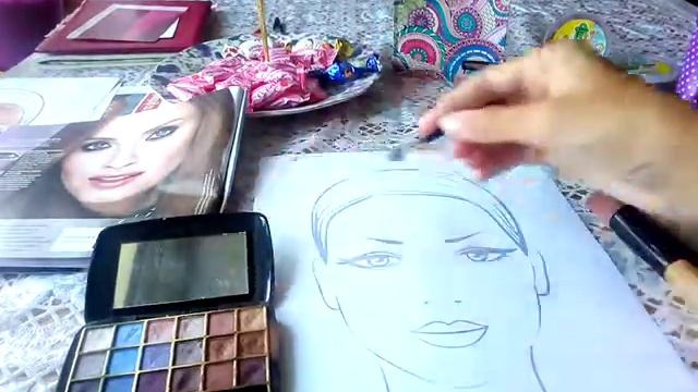 Раскраска - лицо девушки/настоящая косметика смотреть онлайн