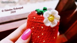 Амигуруми: схема Чехол для AirPods "Клубничка". Игрушки вязаные крючком - Free crochet patterns.
