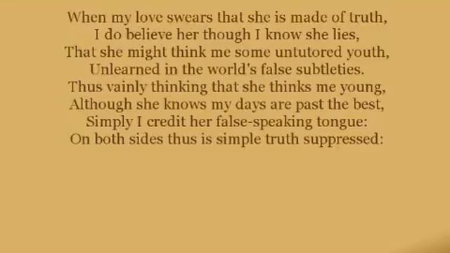 Shakespeare's Sonnets - Sonnet 138: When my love swears that she is made of truth смотреть онлайн