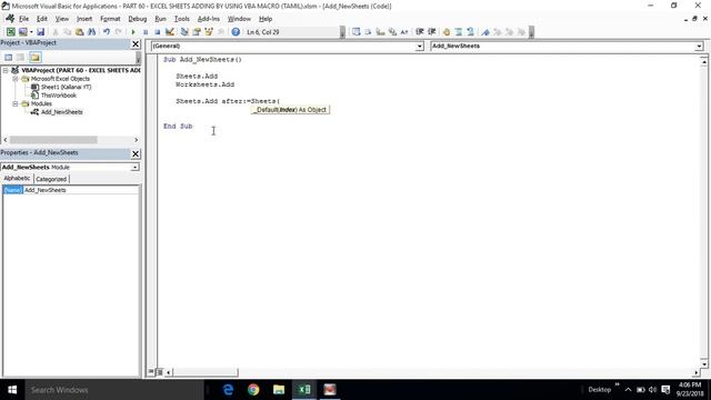 PART 60 - EXCEL SHEETS ADDING BY USING VBA MACRO (TAMIL) | Kallanai YT смотреть онлайн