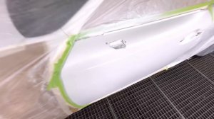 Трехслойка пятном в переход. Покраска двери белый перламутр