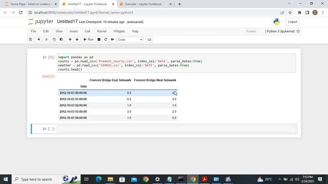 Predicting Bicycle Traffic Example Part 1 Python Work смотреть онлайн