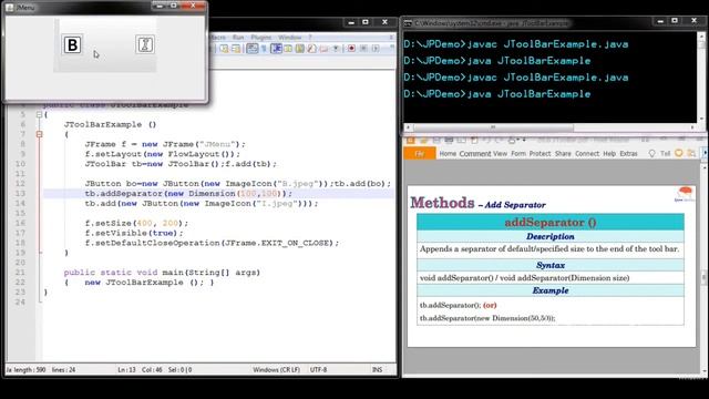 Java Swing GUI Part #40: Toolbar creation using JToolBar Class and its methods(Step-by-step) смотреть онлайн