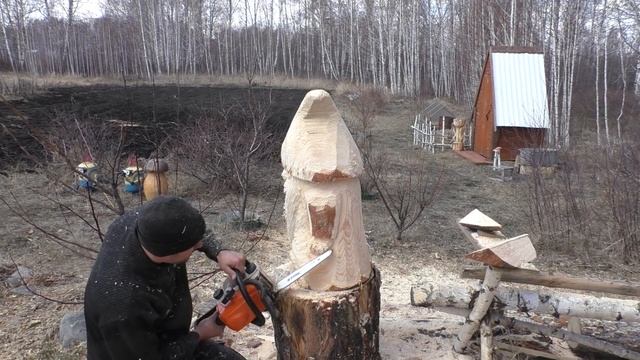 Гном из дерева бензопилой, Гном своими руками, как сделать Гномика, a dvarf tree смотреть онлайн