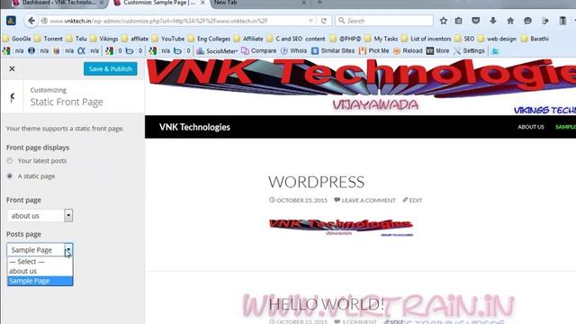 How to set static front page in WordPress English-32-vlr training смотреть онлайн