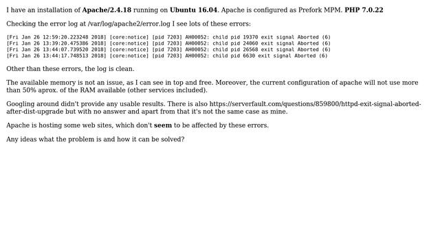 DevOps & SysAdmins: AH00052: child pid [PID] exit signal Aborted (6) - Apache error смотреть онлайн