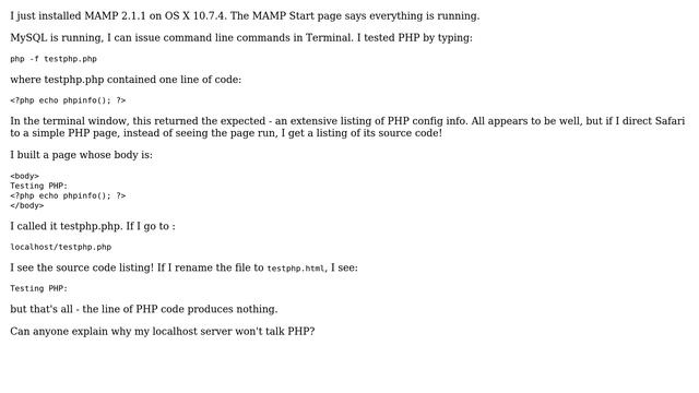 Localhost spits out PHP source code смотреть онлайн