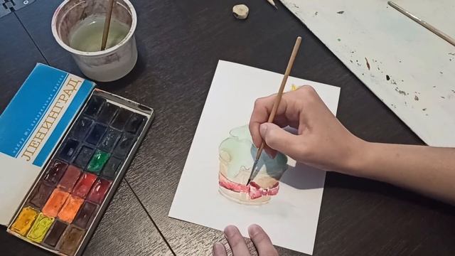 Елочка-кекс акварельными красками/ Новогодние картинки/ Herringbone cupcake with watercolor paints смотреть онлайн