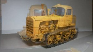 Сборка бумажной модели трактора ДТ-75 с бульдозерным оборудованием ДЗ-42Г в масштабе 1:25