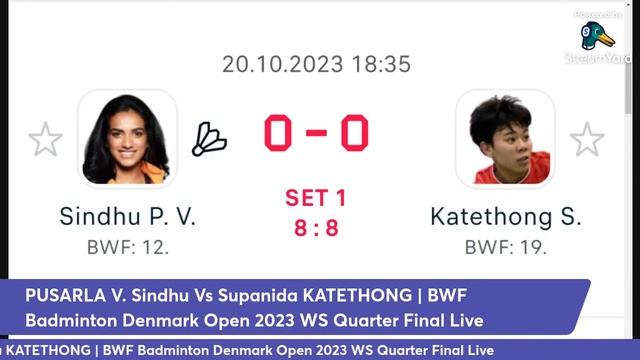 PUSARLA V. Sindhu Vs Supanida KATETHONG | BWF Badminton Denmark Open 2023 WS Quarter Final Live смотреть онлайн
